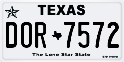 TX license plate DOR7572