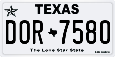 TX license plate DOR7580