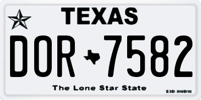 TX license plate DOR7582