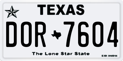 TX license plate DOR7604