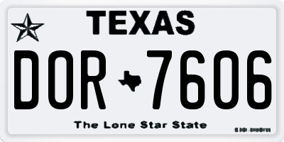 TX license plate DOR7606