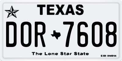 TX license plate DOR7608