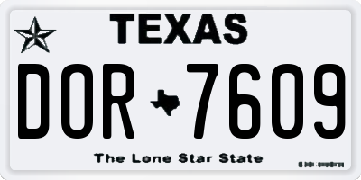TX license plate DOR7609