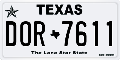 TX license plate DOR7611