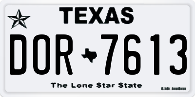 TX license plate DOR7613
