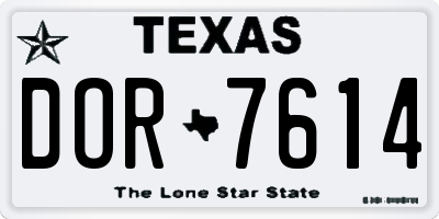 TX license plate DOR7614