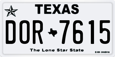 TX license plate DOR7615