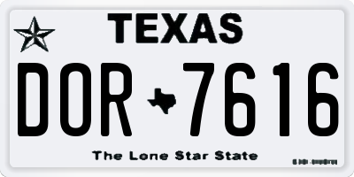 TX license plate DOR7616