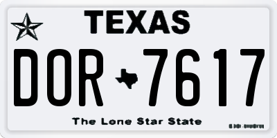 TX license plate DOR7617