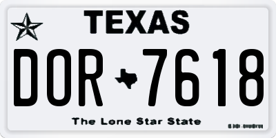 TX license plate DOR7618