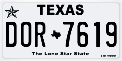 TX license plate DOR7619