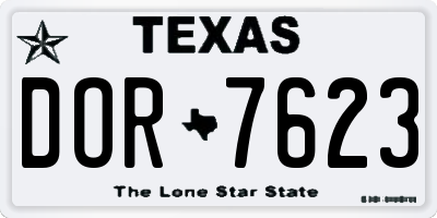 TX license plate DOR7623