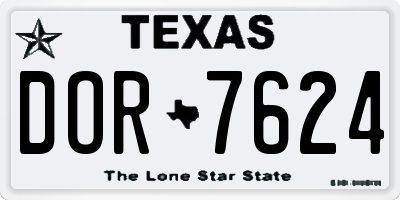 TX license plate DOR7624