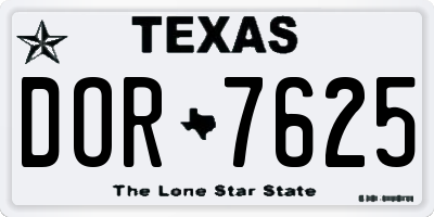 TX license plate DOR7625