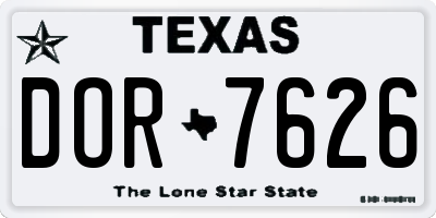 TX license plate DOR7626