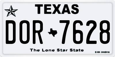 TX license plate DOR7628