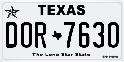 TX license plate DOR7630
