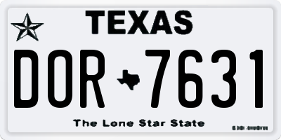 TX license plate DOR7631