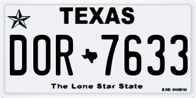 TX license plate DOR7633