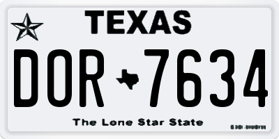 TX license plate DOR7634