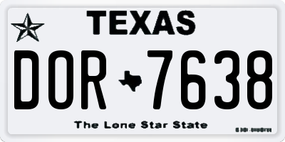 TX license plate DOR7638