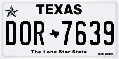 TX license plate DOR7639