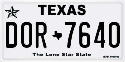 TX license plate DOR7640