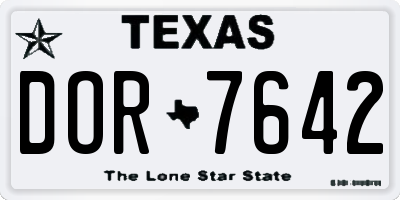 TX license plate DOR7642