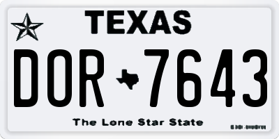 TX license plate DOR7643