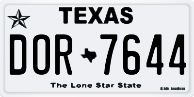 TX license plate DOR7644
