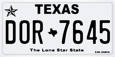 TX license plate DOR7645