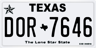 TX license plate DOR7646