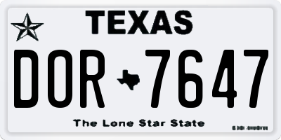 TX license plate DOR7647