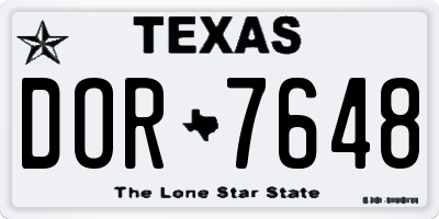 TX license plate DOR7648