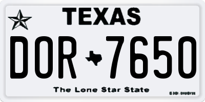 TX license plate DOR7650