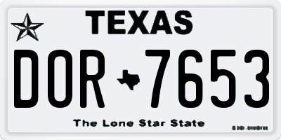 TX license plate DOR7653