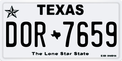 TX license plate DOR7659