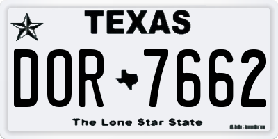TX license plate DOR7662