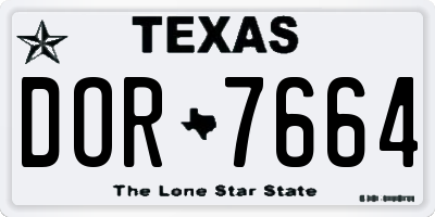 TX license plate DOR7664
