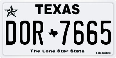 TX license plate DOR7665