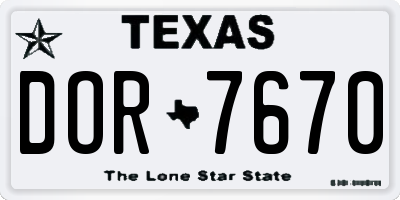 TX license plate DOR7670