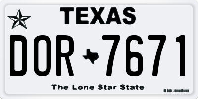 TX license plate DOR7671