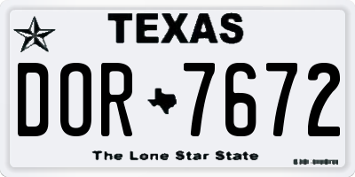 TX license plate DOR7672