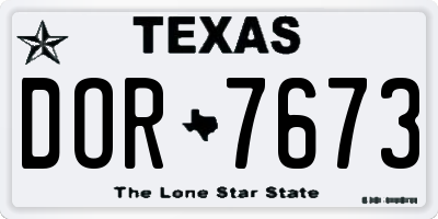 TX license plate DOR7673