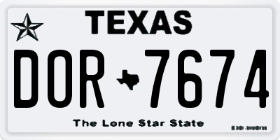 TX license plate DOR7674