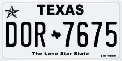 TX license plate DOR7675