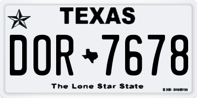 TX license plate DOR7678