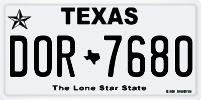 TX license plate DOR7680
