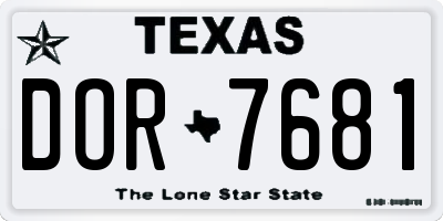 TX license plate DOR7681