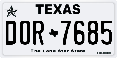 TX license plate DOR7685